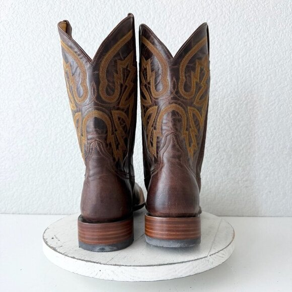 Rod Patrick Mens Cowboy Boots 12.5 A Perro Loco Brown Leather Western Square Toe - Picture 4 of 15